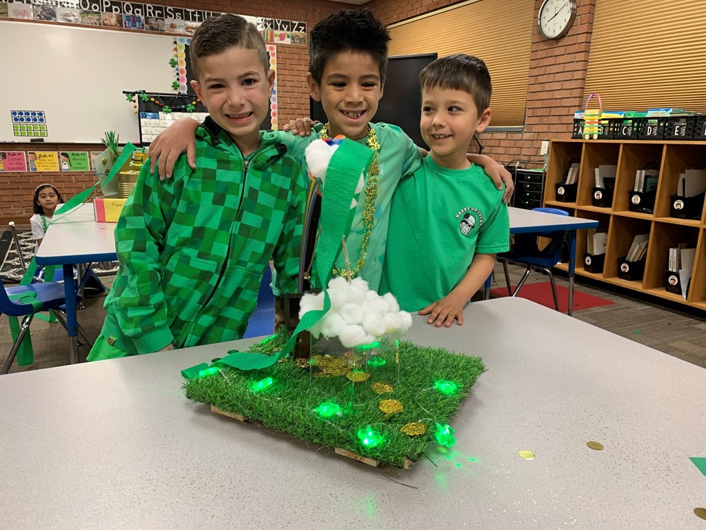 Kindergarteners with a leprechaun trap
